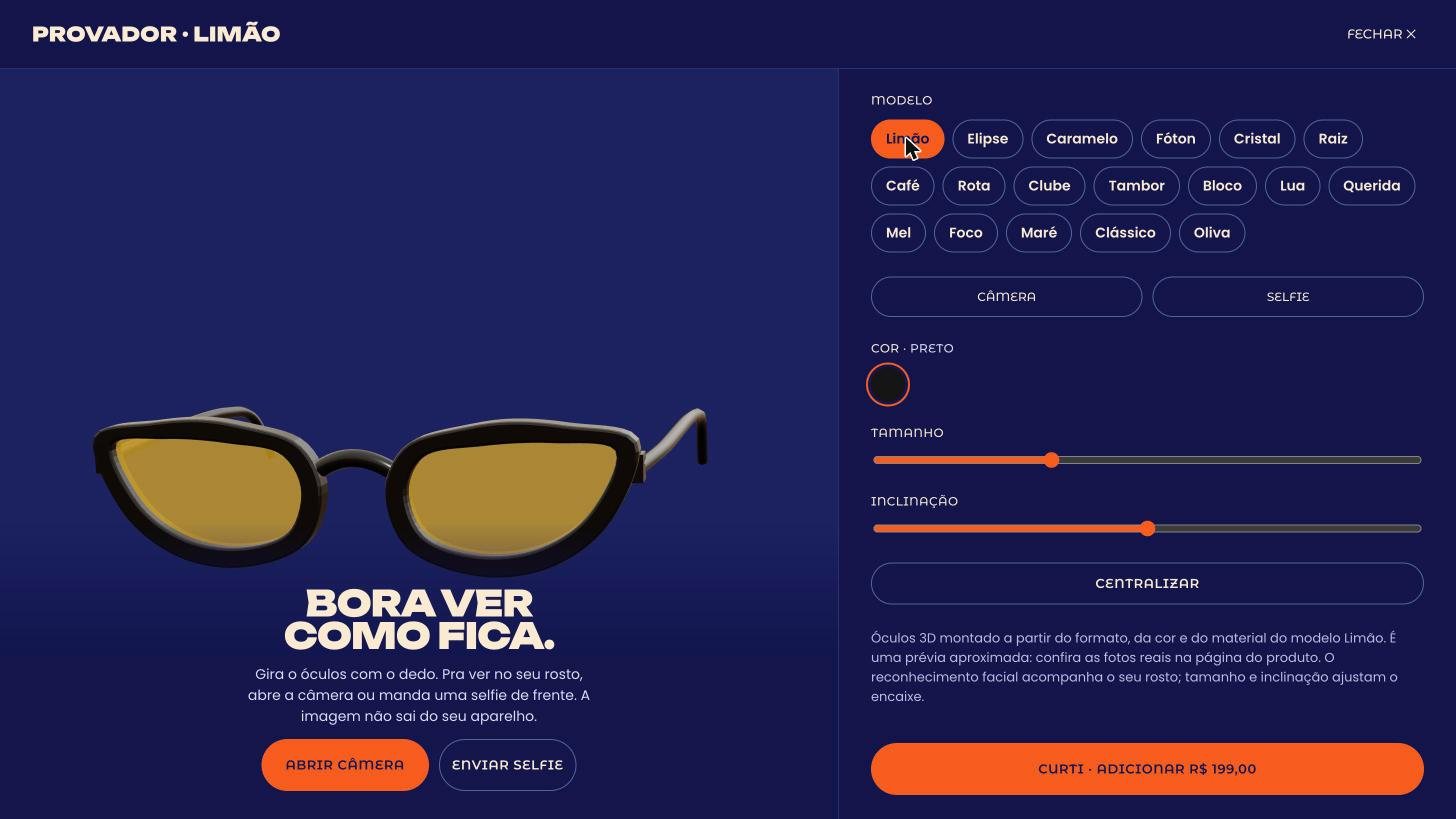Provador 3D com o modelo Limão