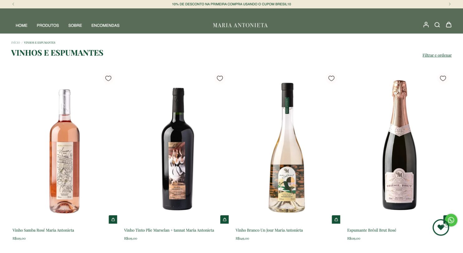 vinhos e espumantes